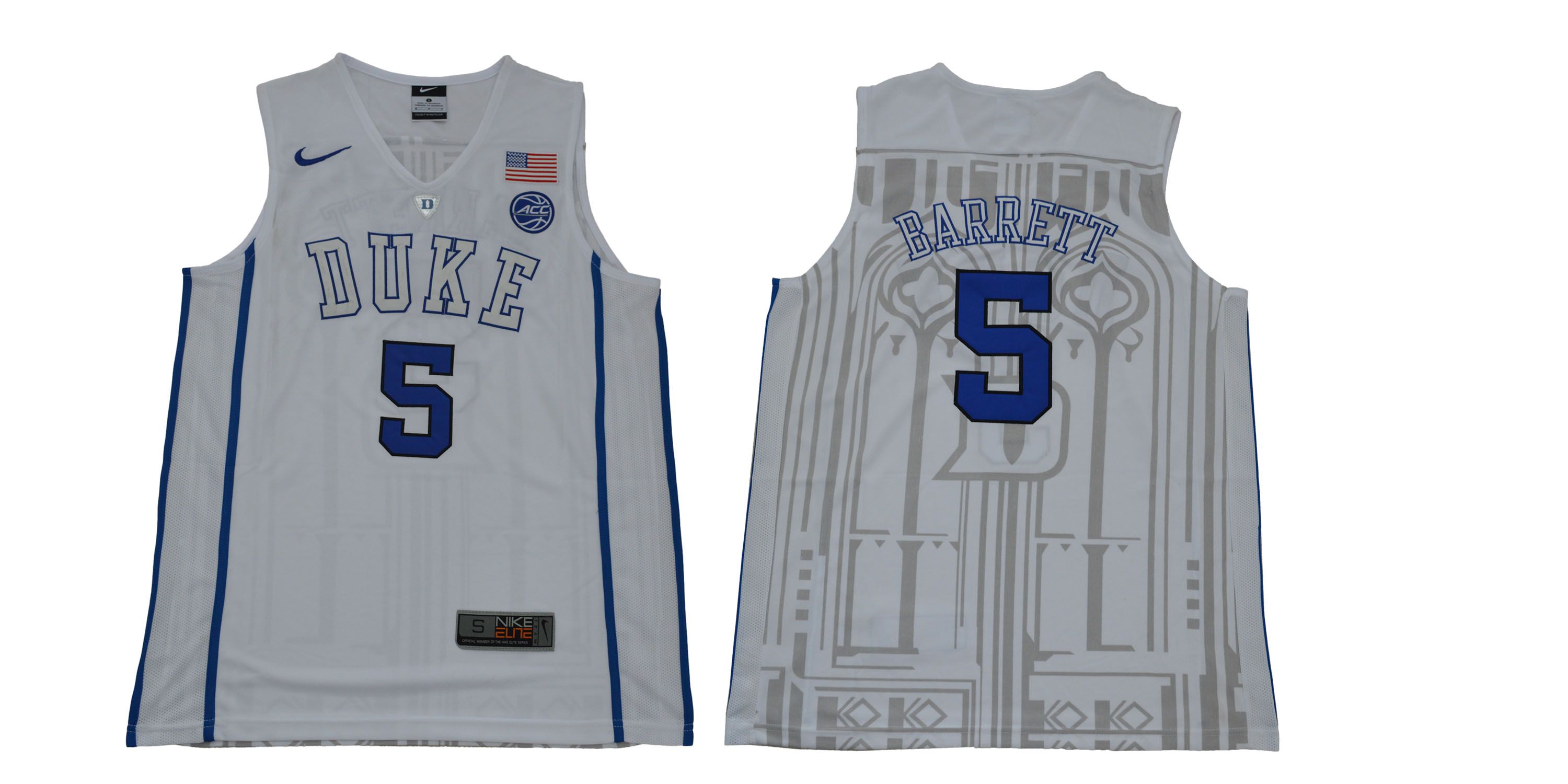 Men Duke Blue Devils 5 Barrett White NBA NCAA Jerseys